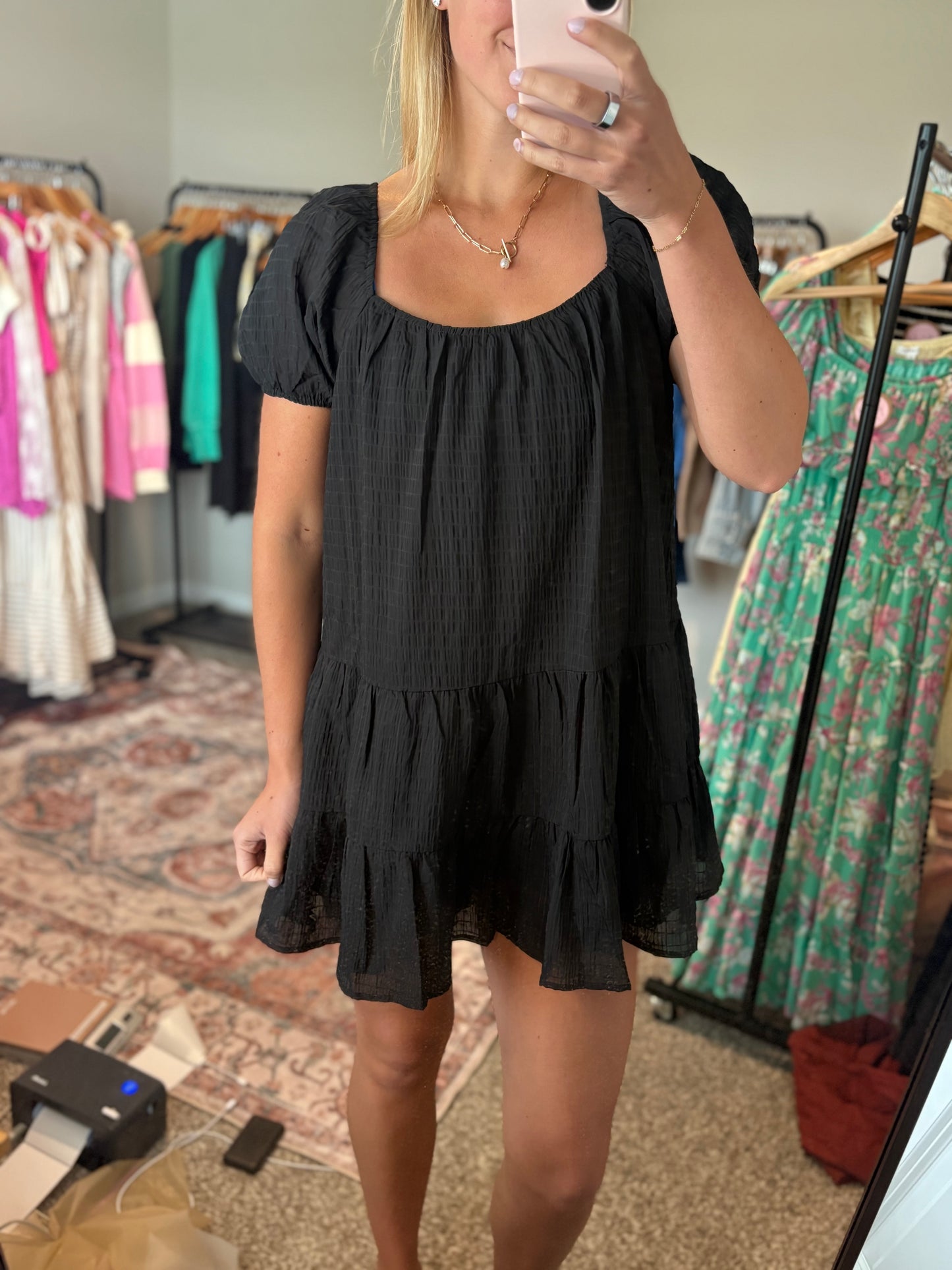 Black Puff Sleeve Dress