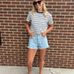 Navy Striped Crew Tee