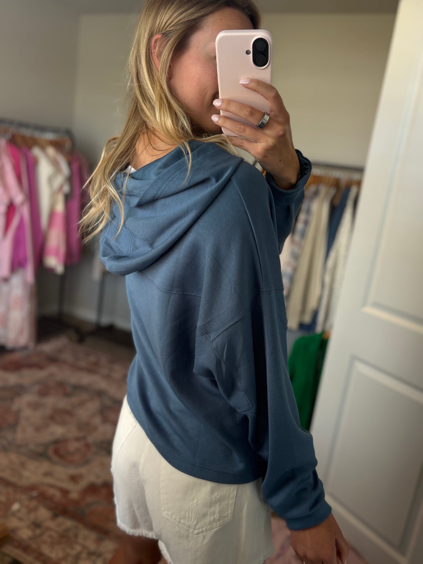 Blue Hooded Pullover