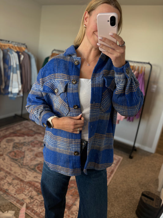 Blue/Taupe Shacket