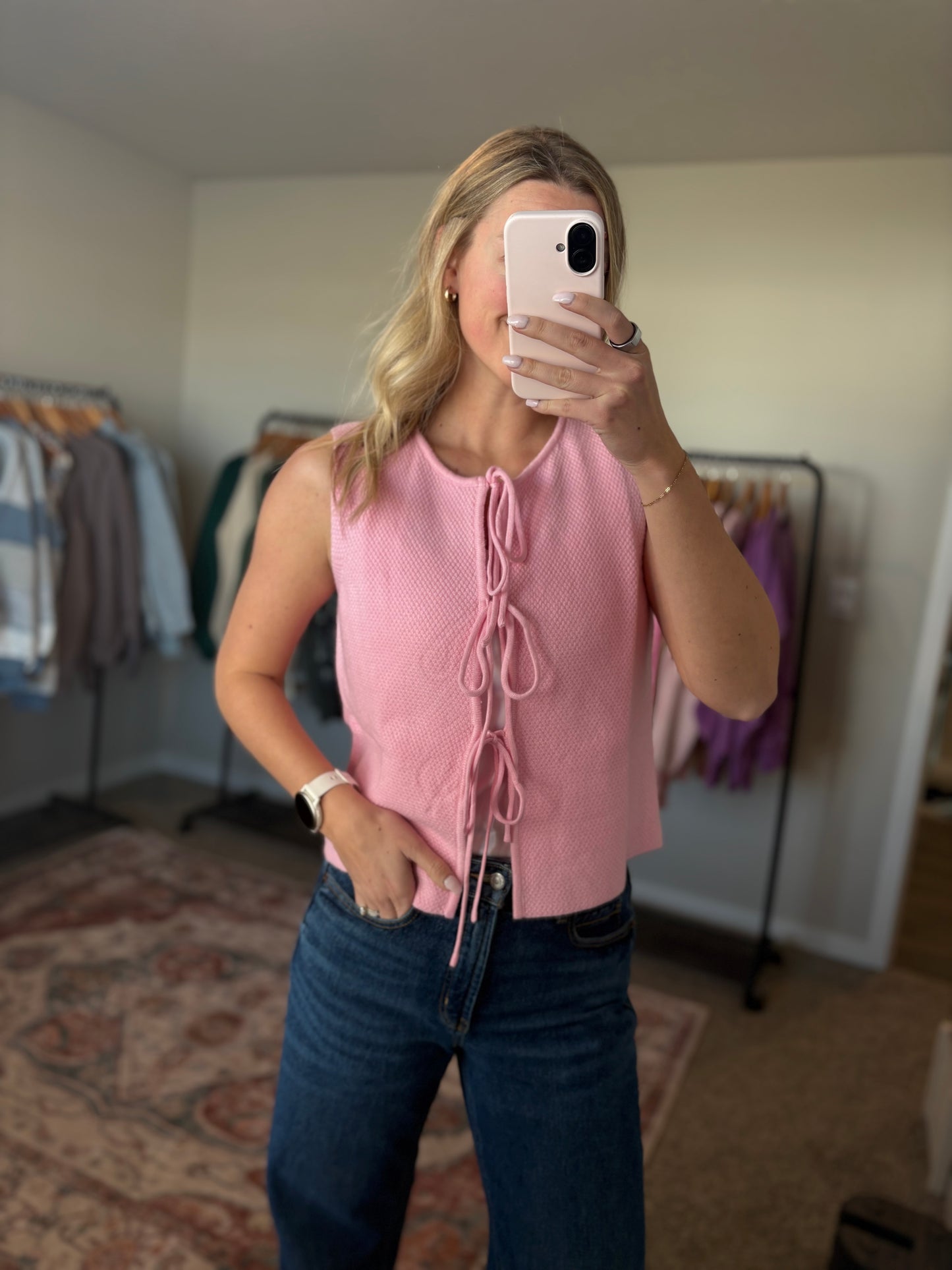 Pink Tie Sweater Vest