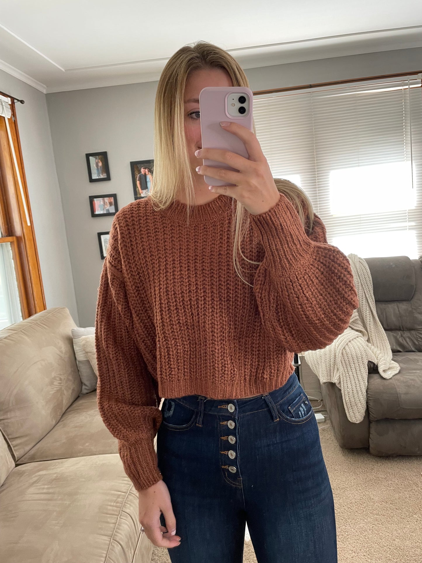 Rust Cropped Sweater
