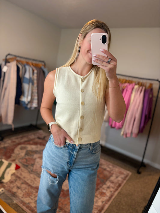 Cream Cardigan Vest