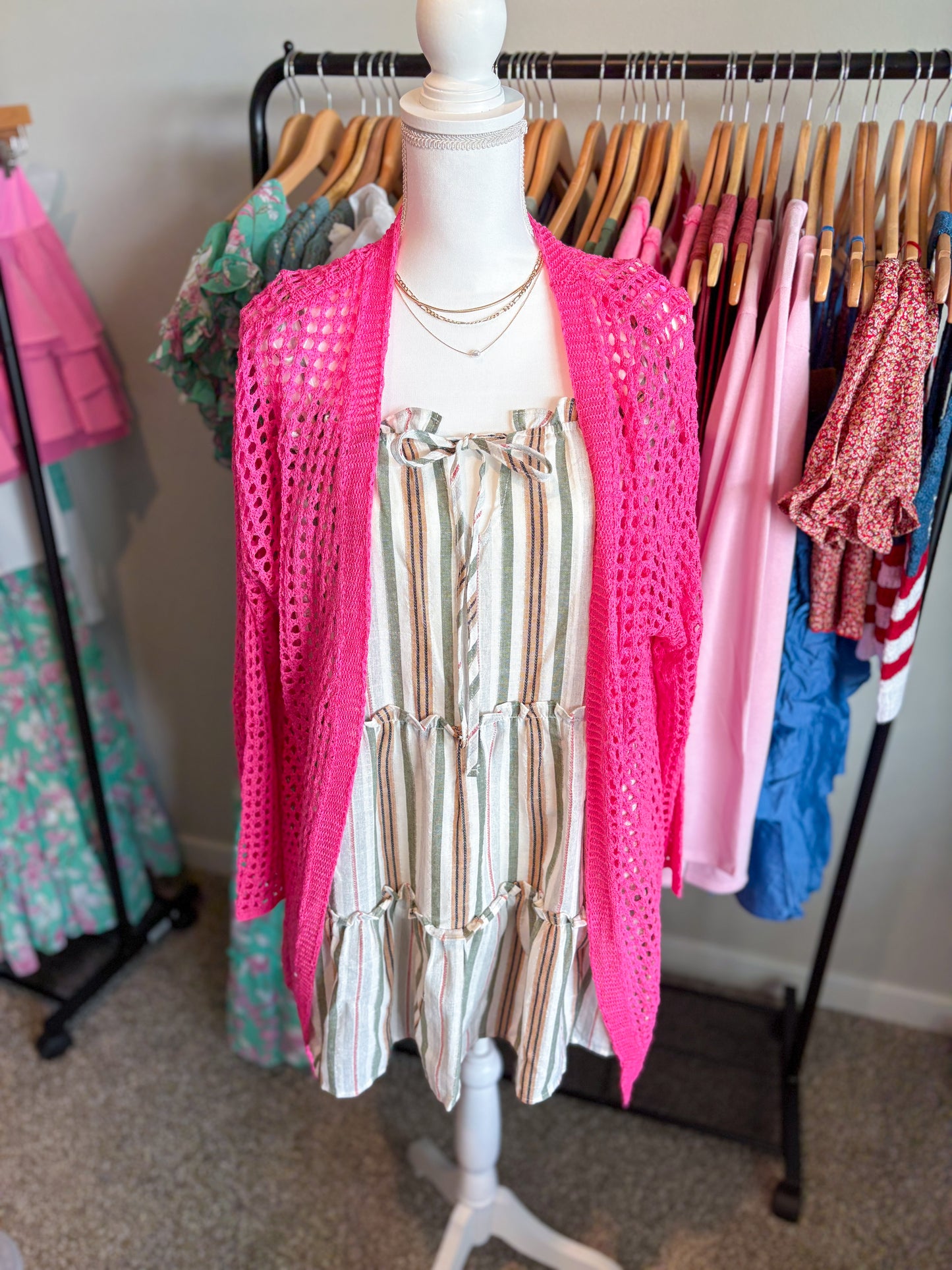 Pink Crochet Cardigan