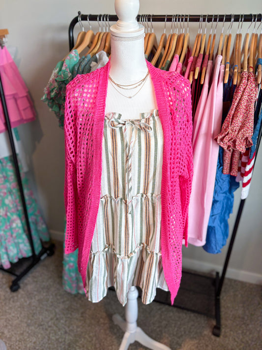 Pink Crochet Cardigan