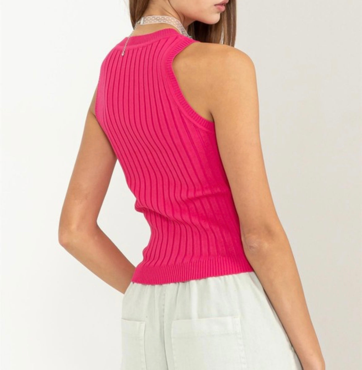 Raspberry Ribbed Tank