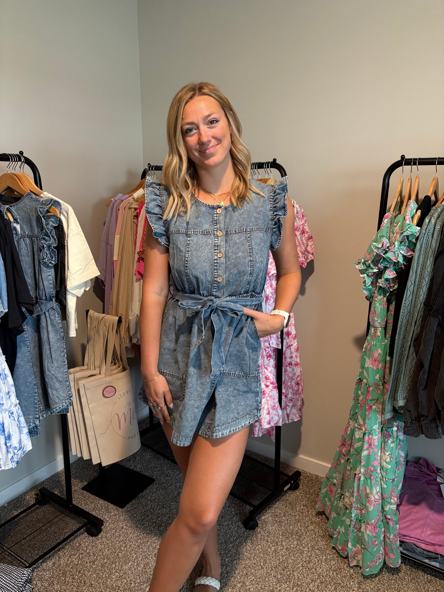 Washed Ruffle Mini Dress