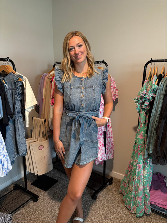 Washed Ruffle Mini Dress