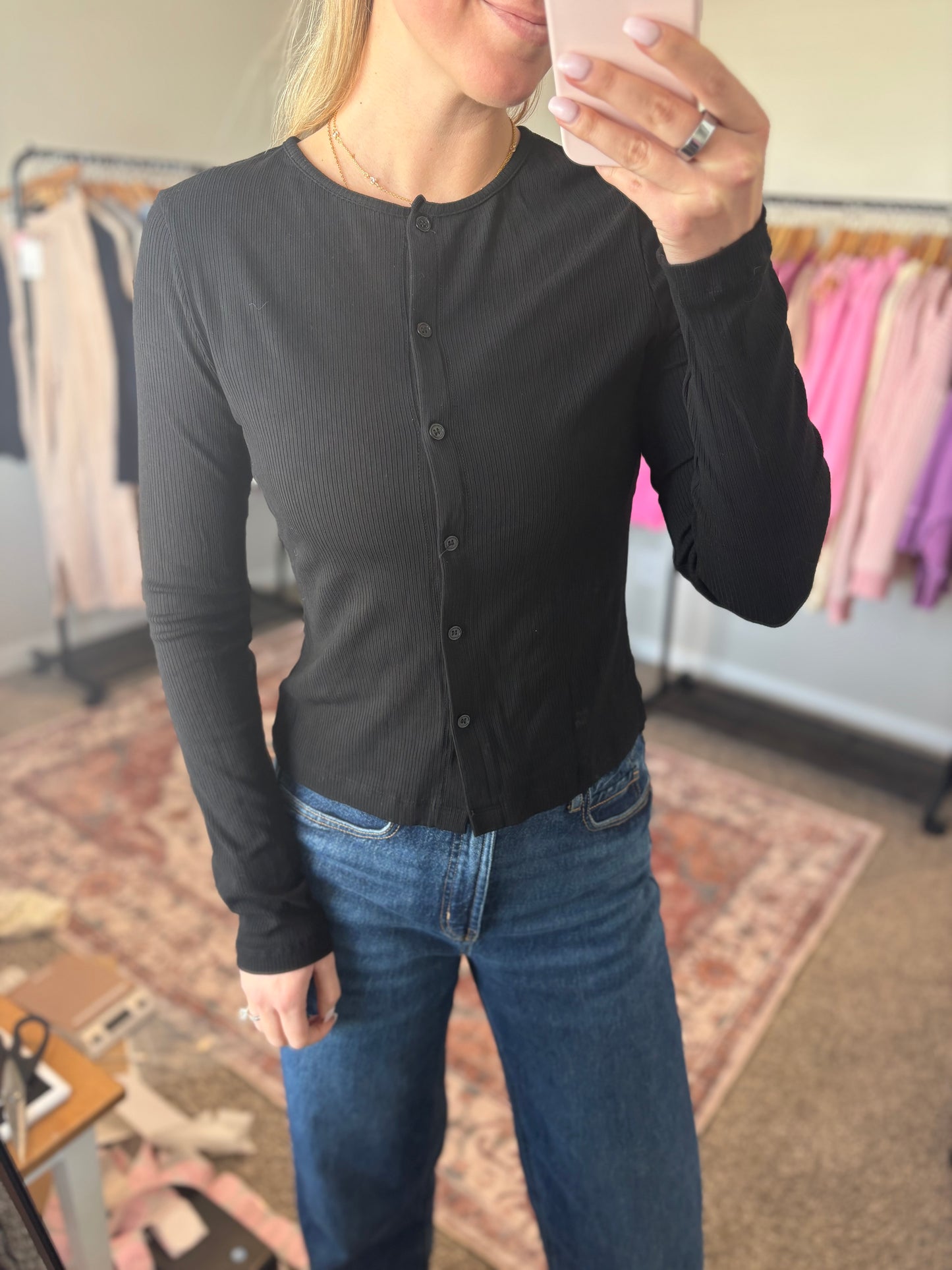 Black Ribbed Top