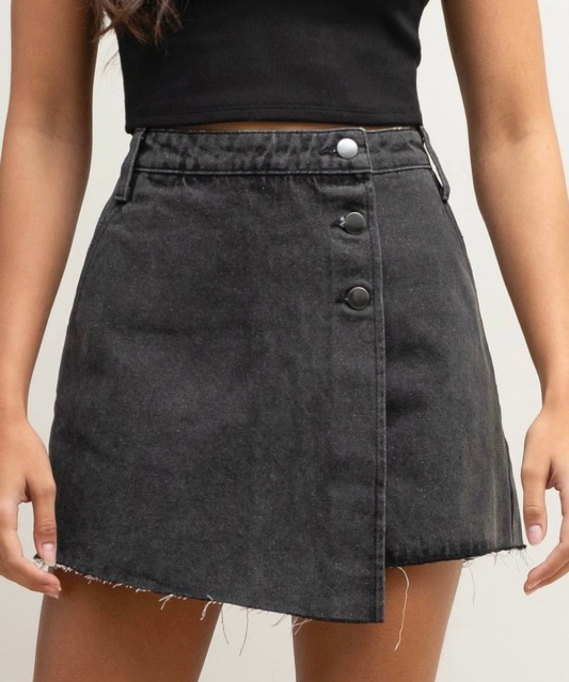 Washed Denim Mini Skort