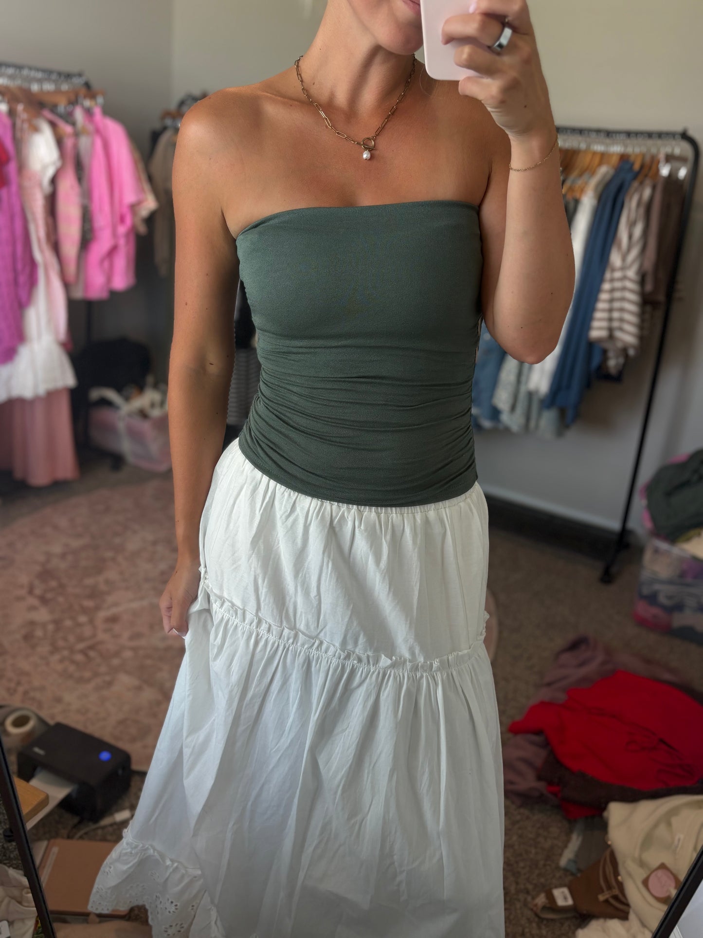 Hunter Green Strapless Top