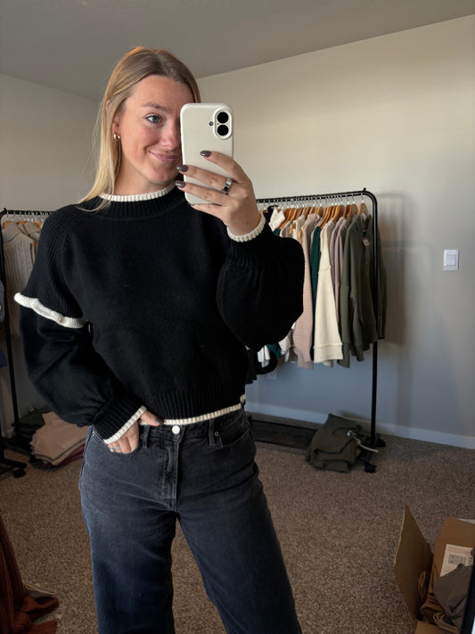 Contrast Ruffle Sweater