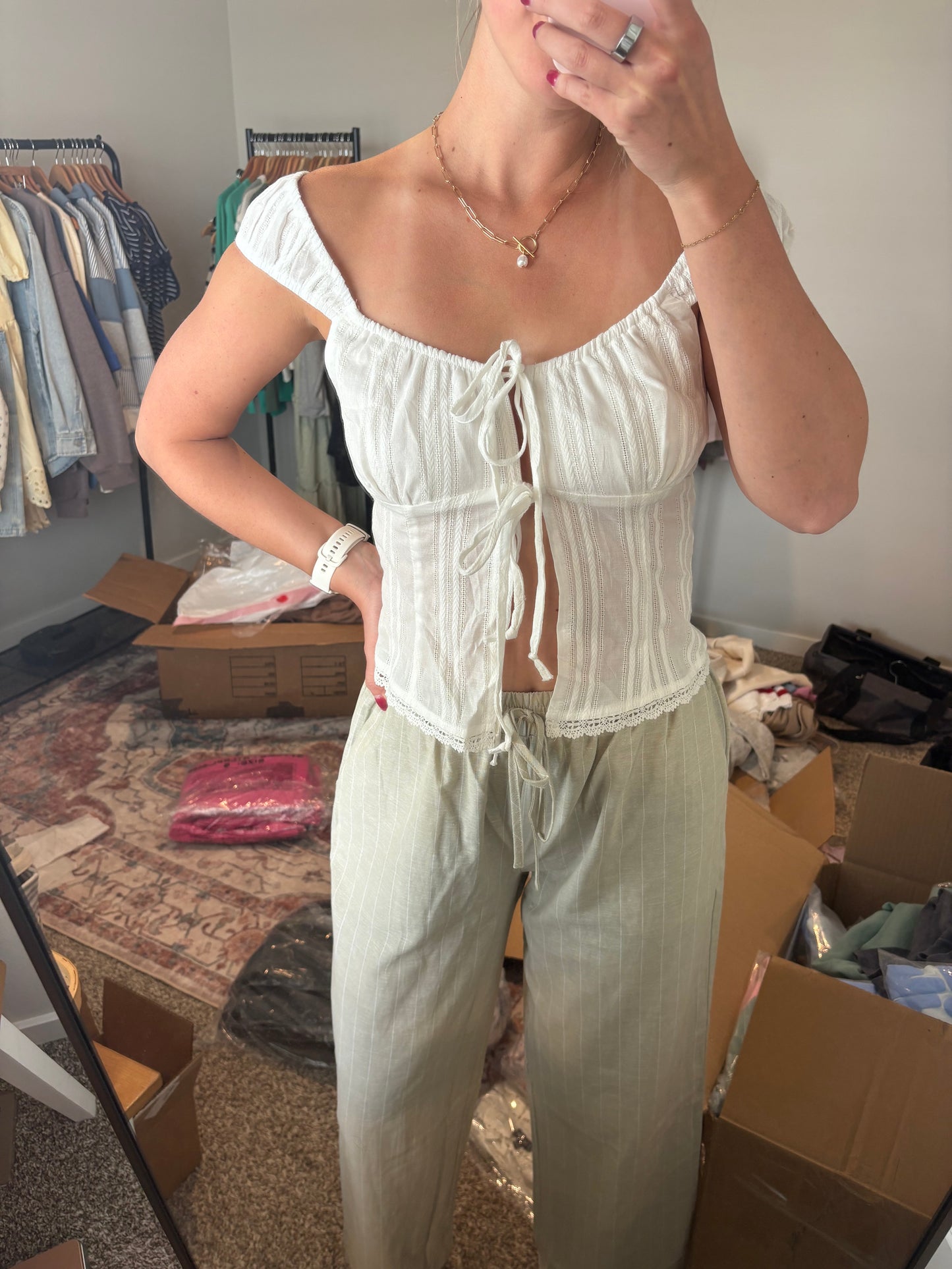 White Tie-Front Top