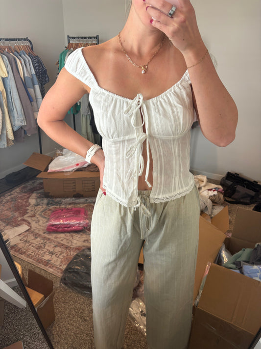 White Tie-Front Top