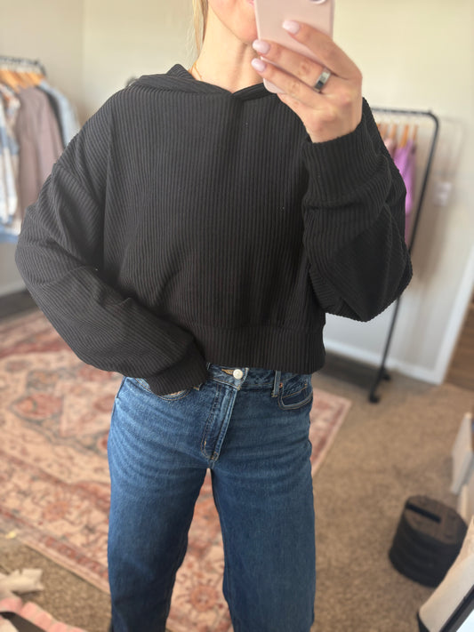 Black Cropped Hoodie