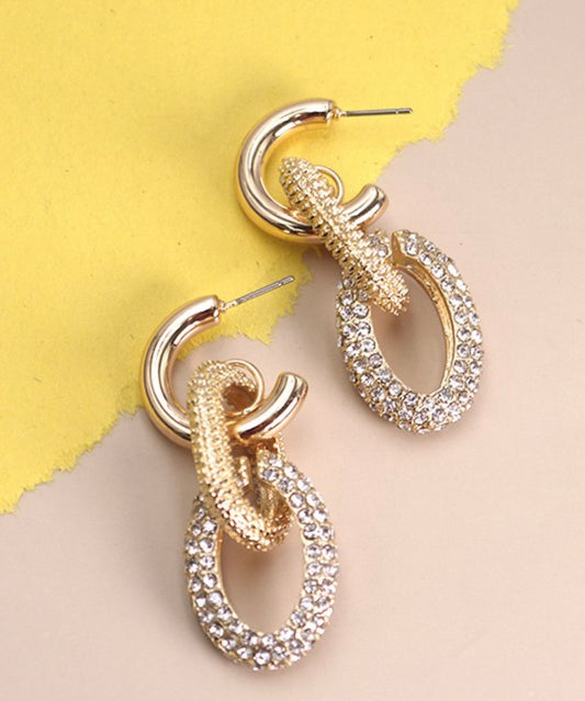 Rhinestone Link Earrings