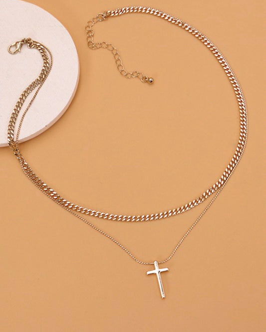 Double Layer Cross Necklace