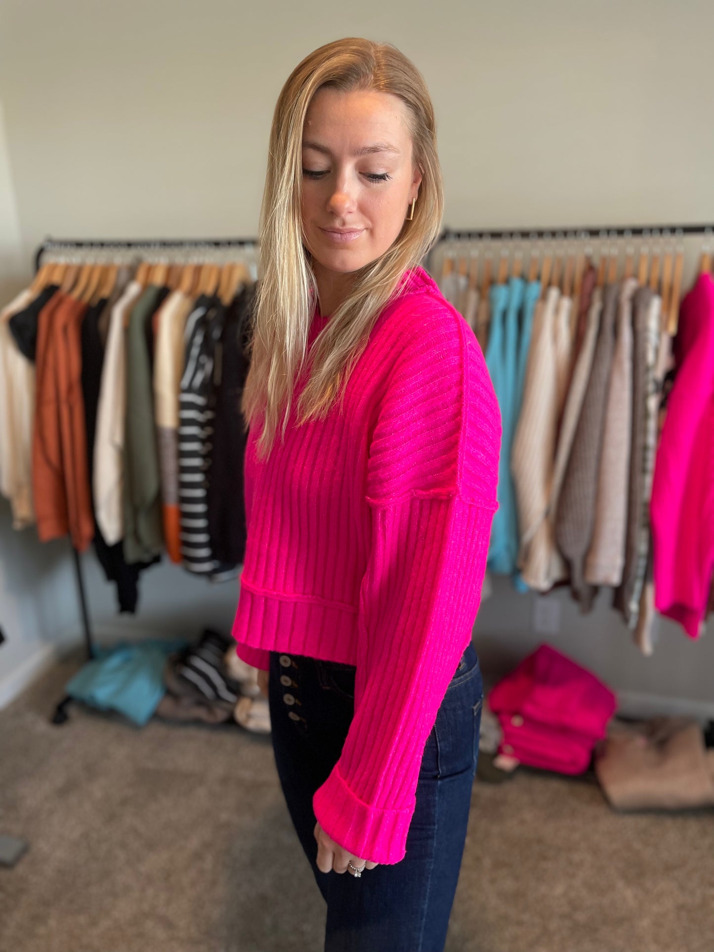 Hot Pink Knit Sweater