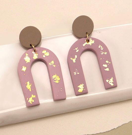 Gold Foil U Drop Earrings