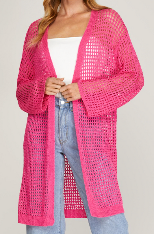 Pink Crochet Cardigan