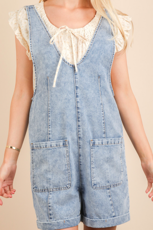Washed Denim Romper