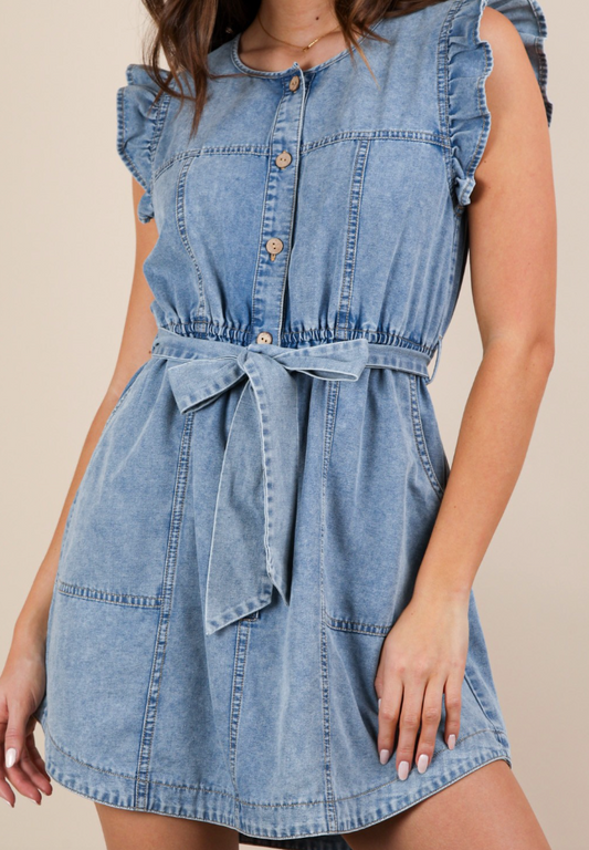 Washed Ruffle Mini Dress