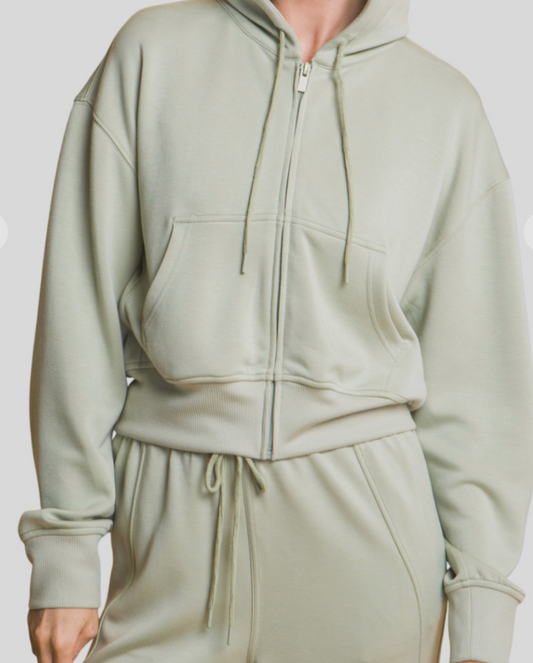 Olive Zip Up Hoodie