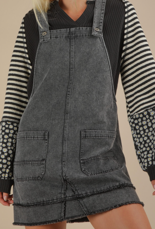 Washed Denim Overall Dress