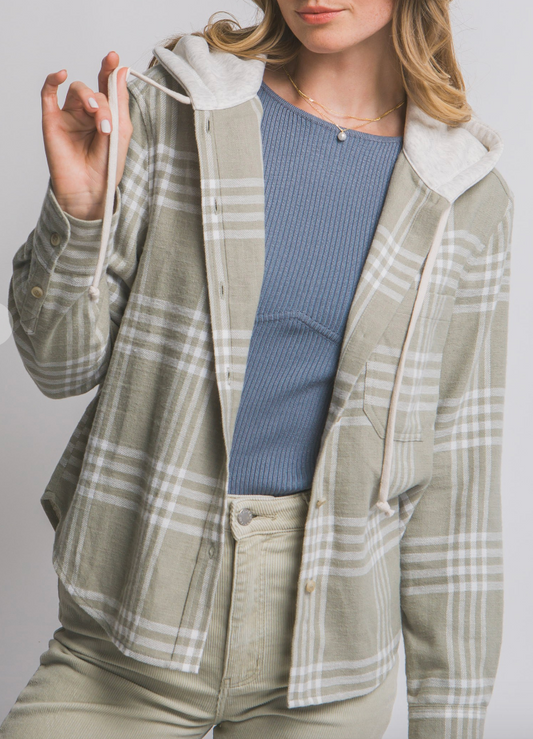 Olive Hooded Flannel