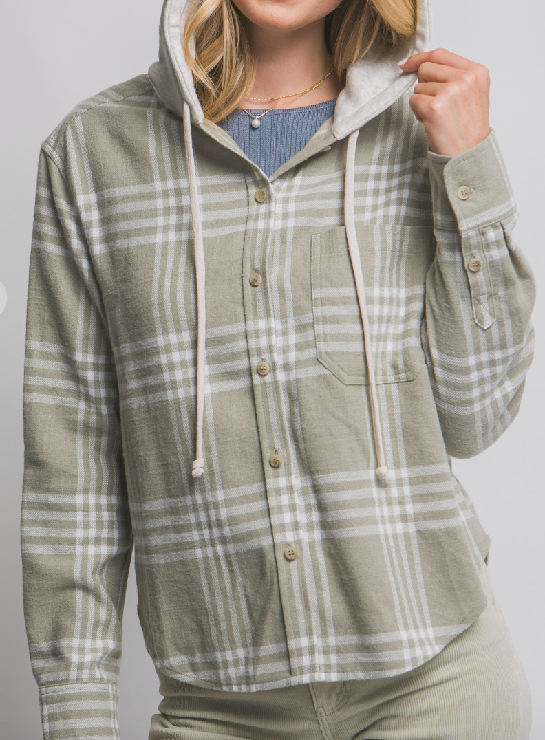 Olive Hooded Flannel