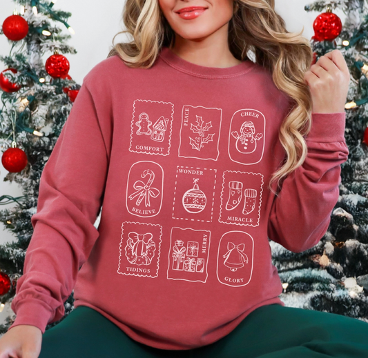Christmas Stamps Long Sleeve Tee