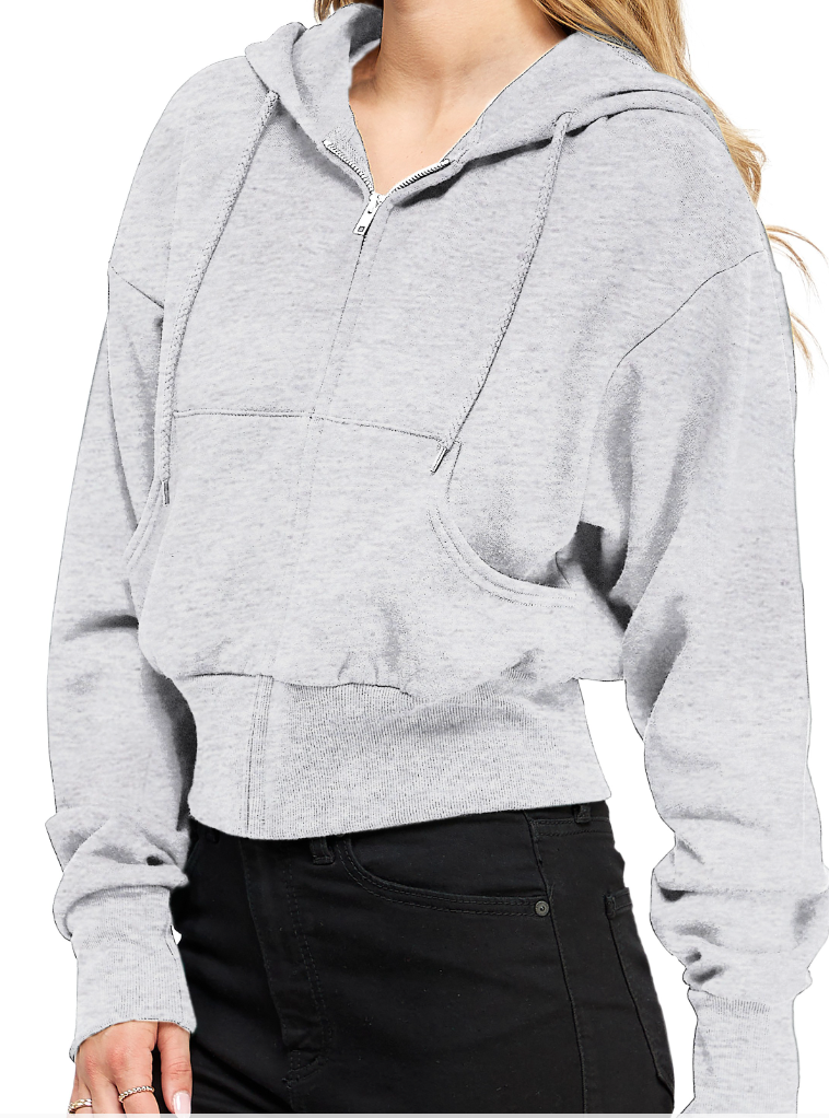 Grey Crop Zip