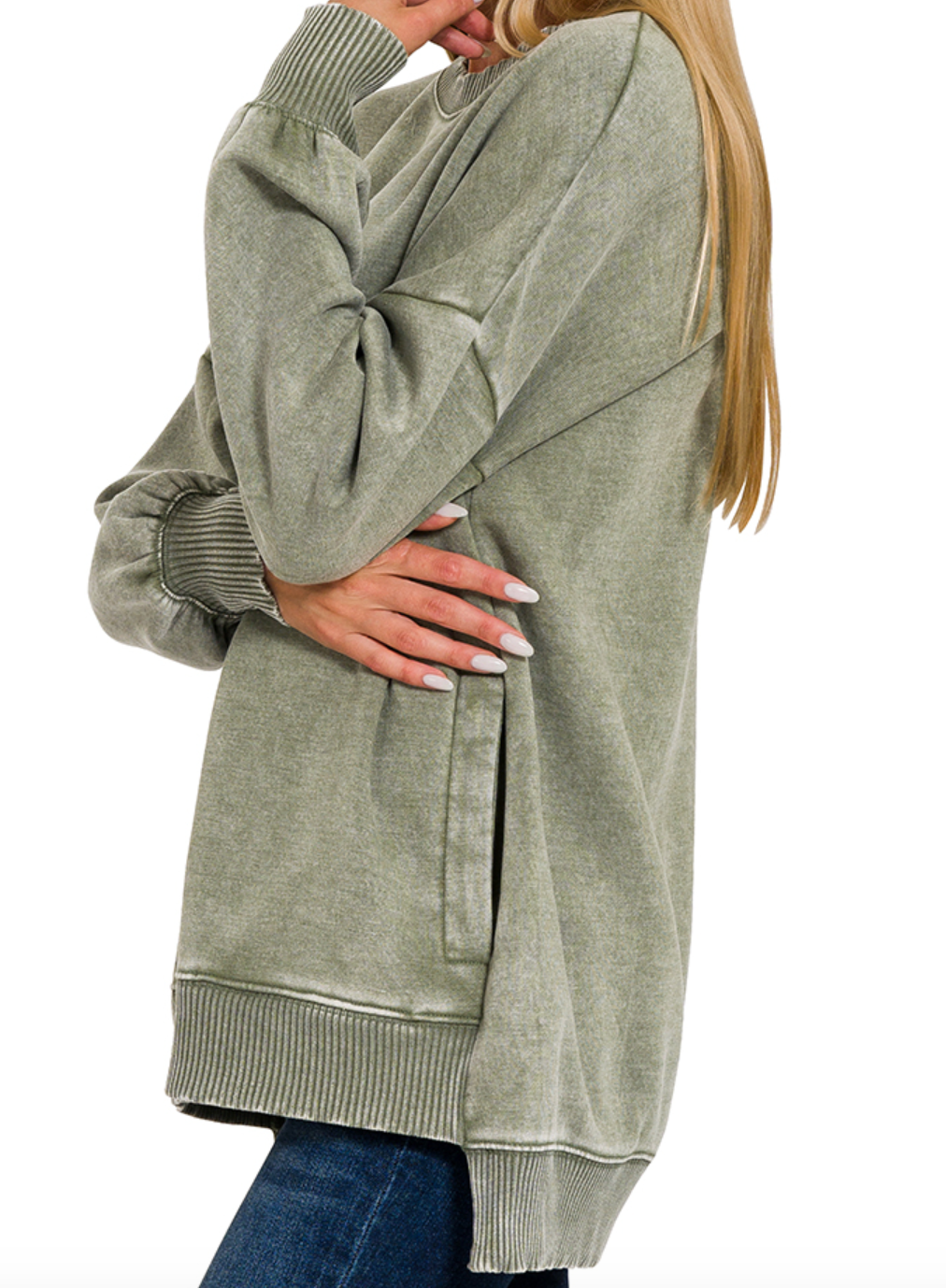 Acid Wash Fleece Pullover