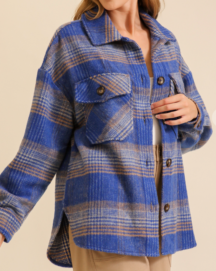 Blue/Taupe Shacket