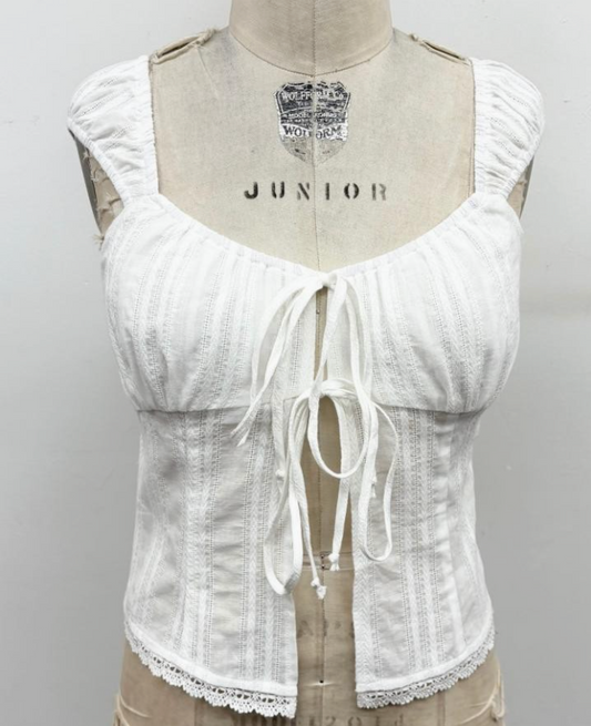 White Tie-Front Top