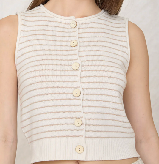 Stripe Cardigan Vest