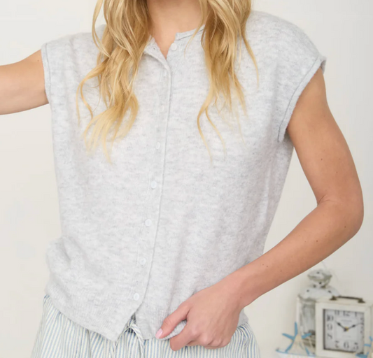 Grey Short Sleeve Cardigan