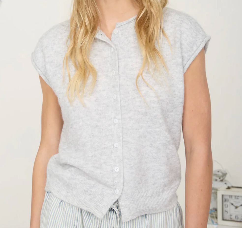Grey Short Sleeve Cardigan