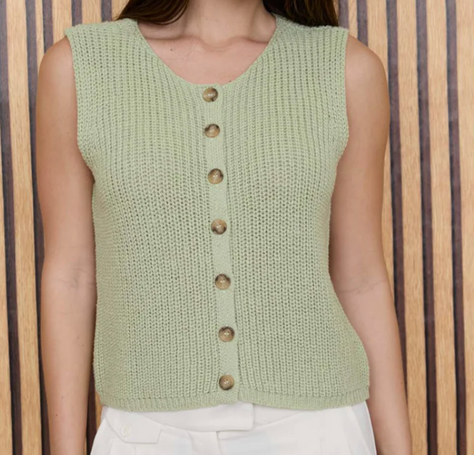 Round Neck Sleeveless Cardigan