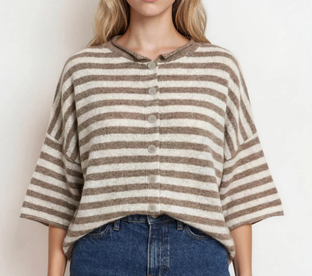 Stripe Short Sleeve Cardigan