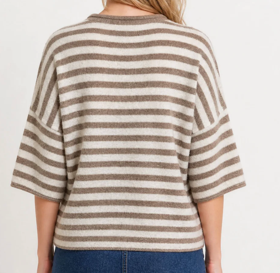 Stripe Short Sleeve Cardigan