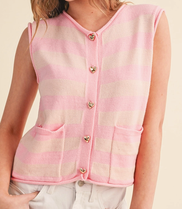 Pink Stripe Sweater Vest