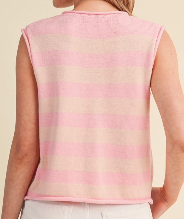 Pink Stripe Sweater Vest