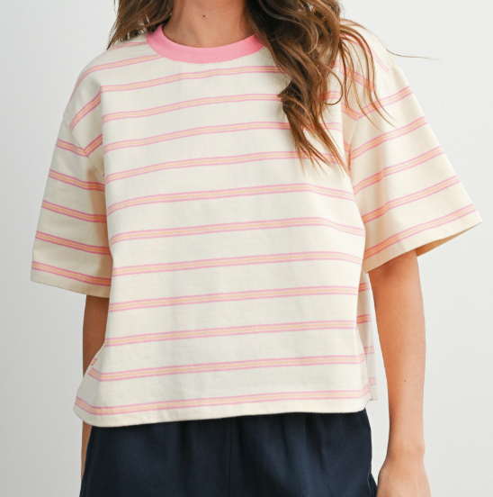 Ivory/Pink Stripe Tee