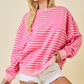 Oversized Pink Stripe Crew