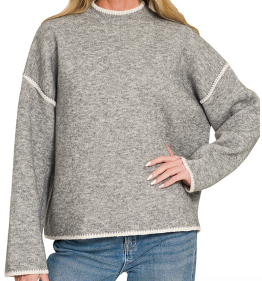 Grey Mock Neck Sweater
