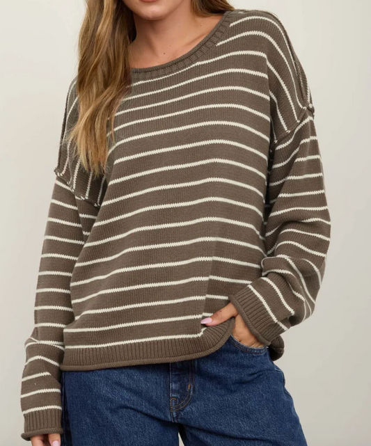 Taupe Stripe Sweater