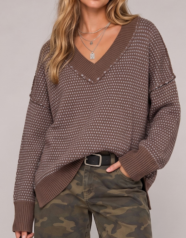 Blue and Brown Contrast Sweater