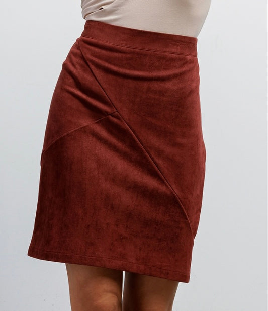High-waisted Faux Suede Skirt