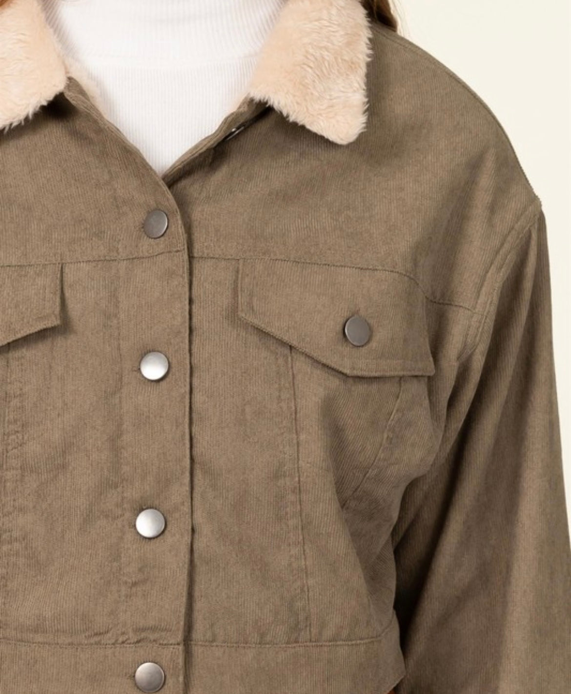 Olive Cropped Corduroy Jacket